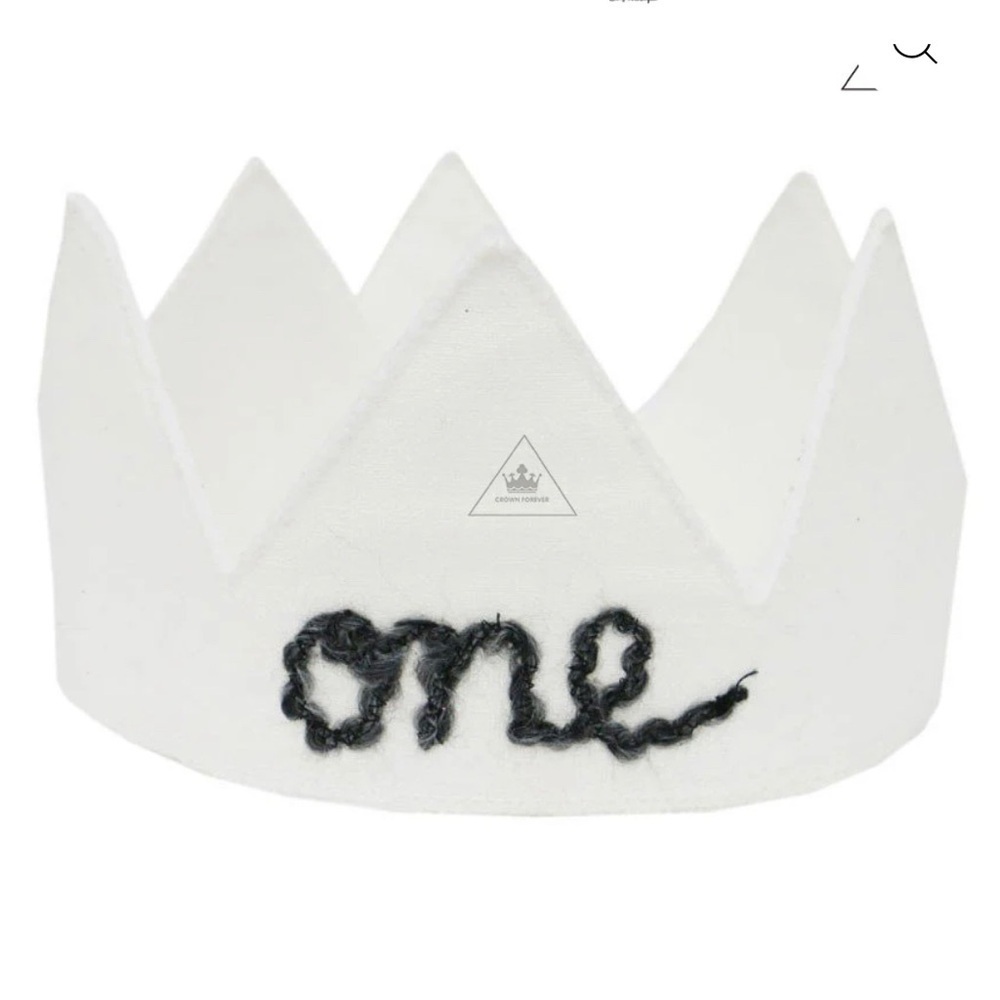 White Linen Birthday Crown for Kids